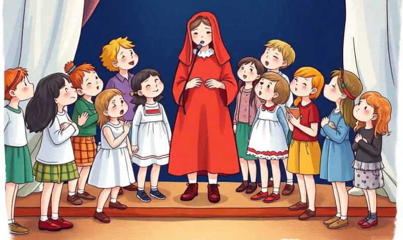 Eine Comicdarstellung eines Kinderchors