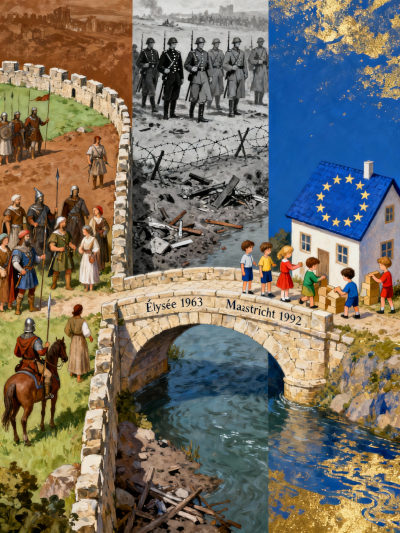 Allegorische Darstellung der französisch-deutschen Geschichte